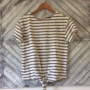 Striped tie front tee